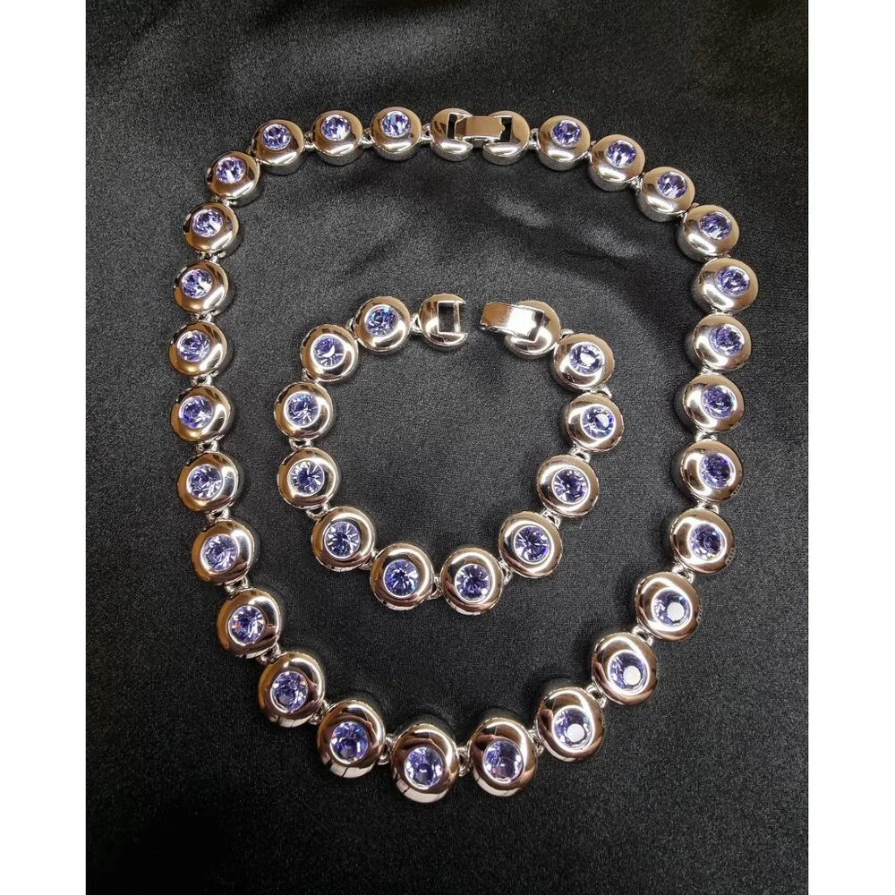 Vintage Nolan Miller 1999 Glamour Collection Silver-Tone Necklace & Bracelet Set - Picture 3 of 7